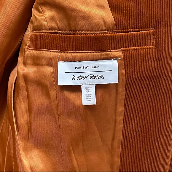NEW & Other Stories Women's Saddle Brown Corduroy Longline Blazer Jacket, Size 6 - Picture 9 of 11